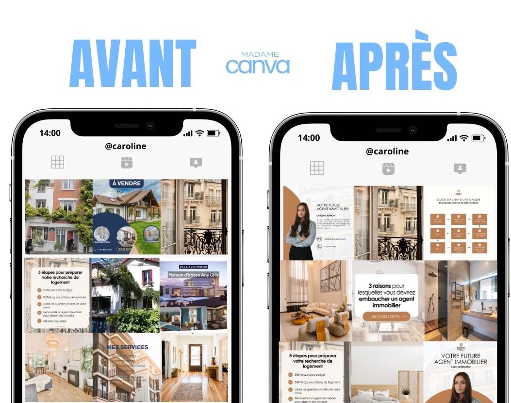 Avant / après une formation Canva MadameCanva